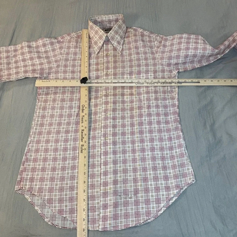 Vtg 70s Sutton Collection disco shirt  Dagger Collar Men's 15-33 geometric print